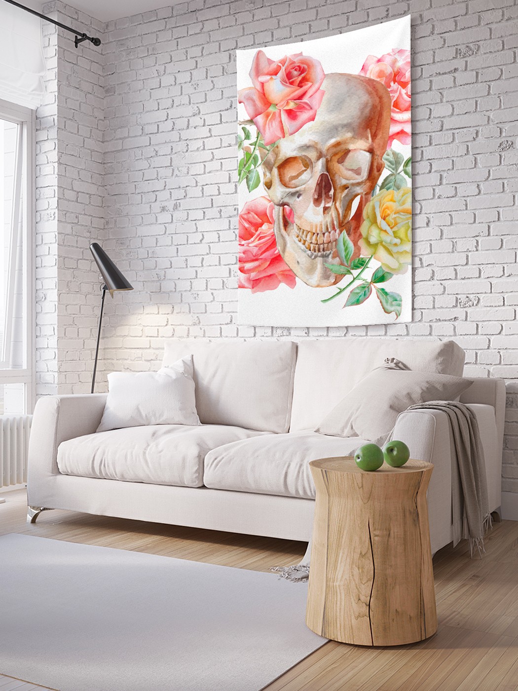 

Вертикальное фотопанно на стену JoyArty Череп в розах 150x200 см, Череп в розах