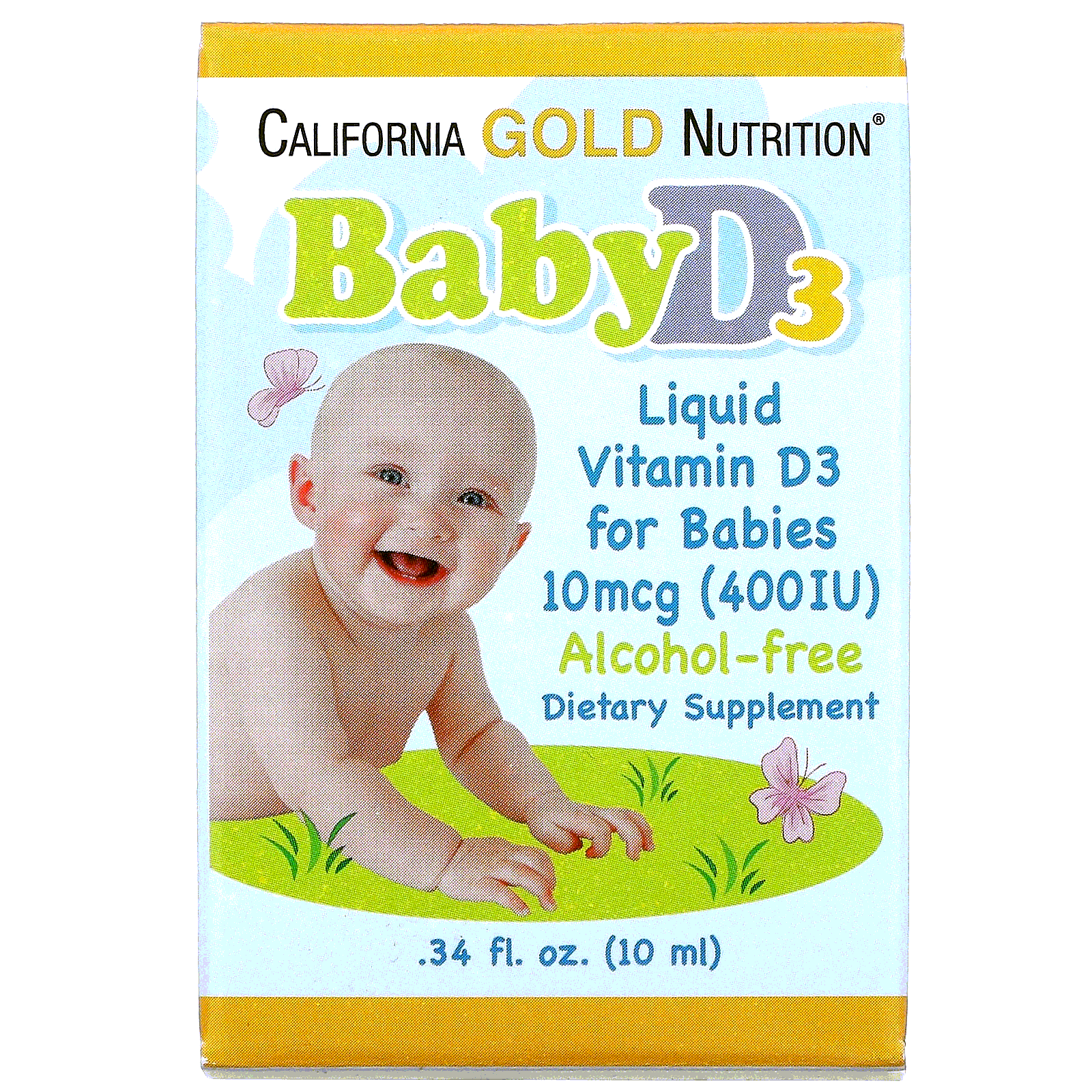 Купить Жидкий детский витамин California GOLD Nutrition Baby D3 400 me 10 мл