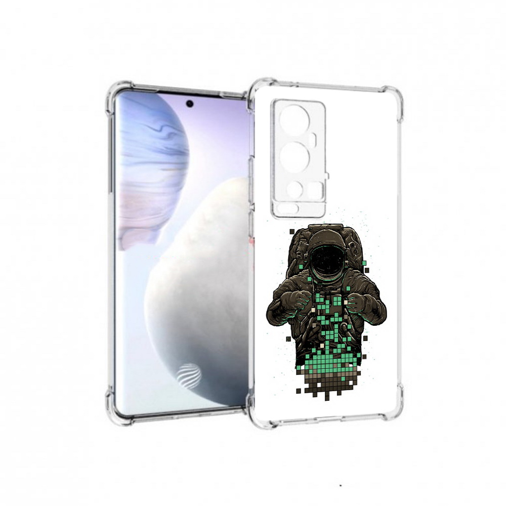 

Чехол MyPads Tocco для Vivo X60 Pro Plus космонавт с пикселями, Прозрачный, Tocco