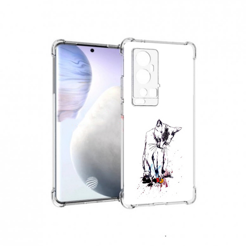 

Чехол MyPads Tocco для Vivo X60 Pro Plus кот и микки, Прозрачный, Tocco