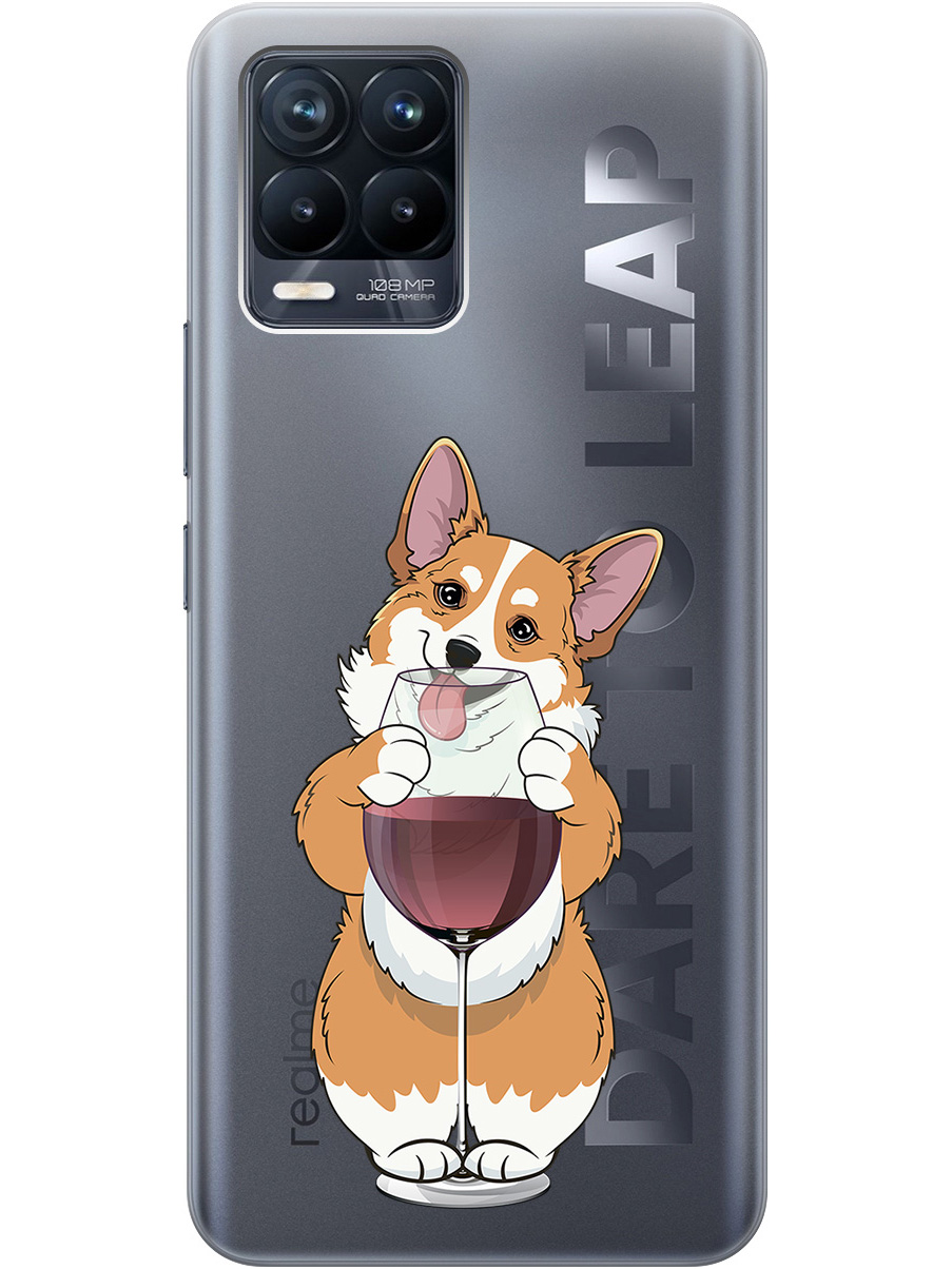 

Силиконовый чехол на Realme 8 / 8 Pro с принтом "Корги и бокал" прозрачный, Прозрачный;белый;бордовый, 732494061