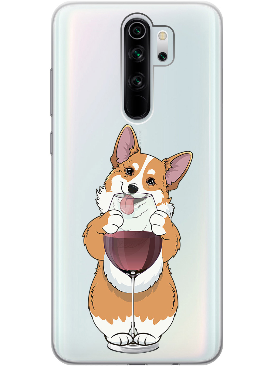 

Силиконовый чехол на Xiaomi Redmi Note 8 Pro с принтом "Корги и бокал" прозрачный, Прозрачный;белый;бордовый, 721936361
