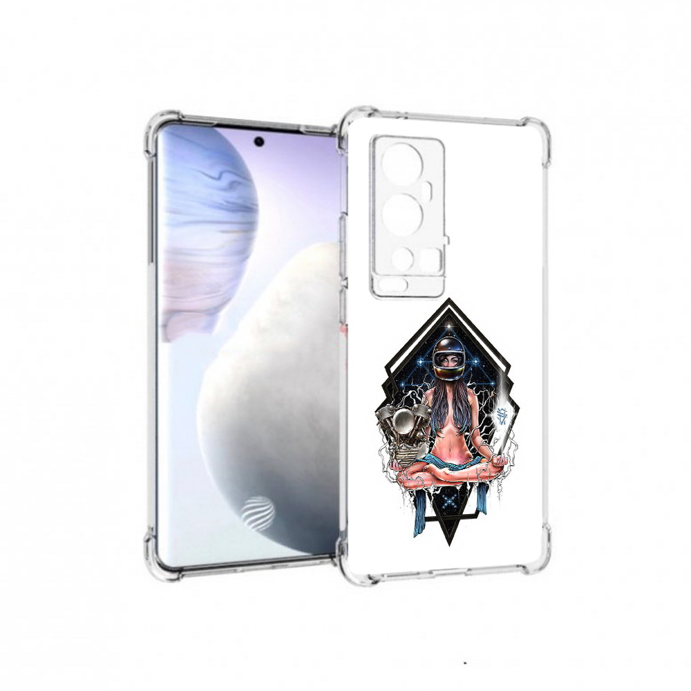 

Чехол MyPads Tocco для Vivo X60 Pro Plus красивая девушка в шлеме, Прозрачный, Tocco