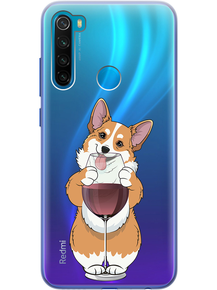 

Силиконовый чехол на Xiaomi Redmi Note 8T с принтом "Корги и бокал" прозрачный, Прозрачный;белый;бордовый, 722349061