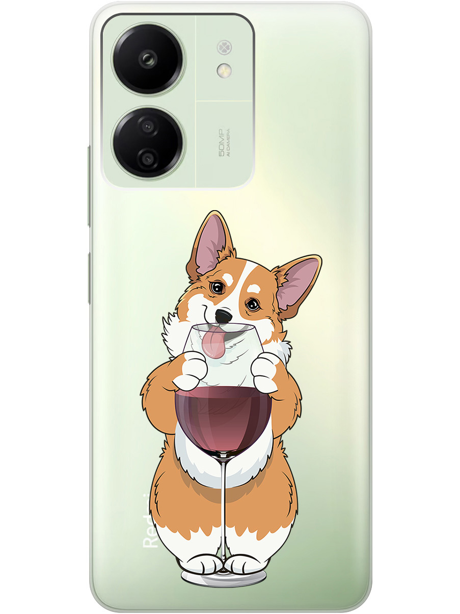 

Силиконовый чехол на Xiaomi Redmi 13C / Poco C65 с принтом "Корги и бокал" прозрачный, Прозрачный;белый;бордовый, 777767761
