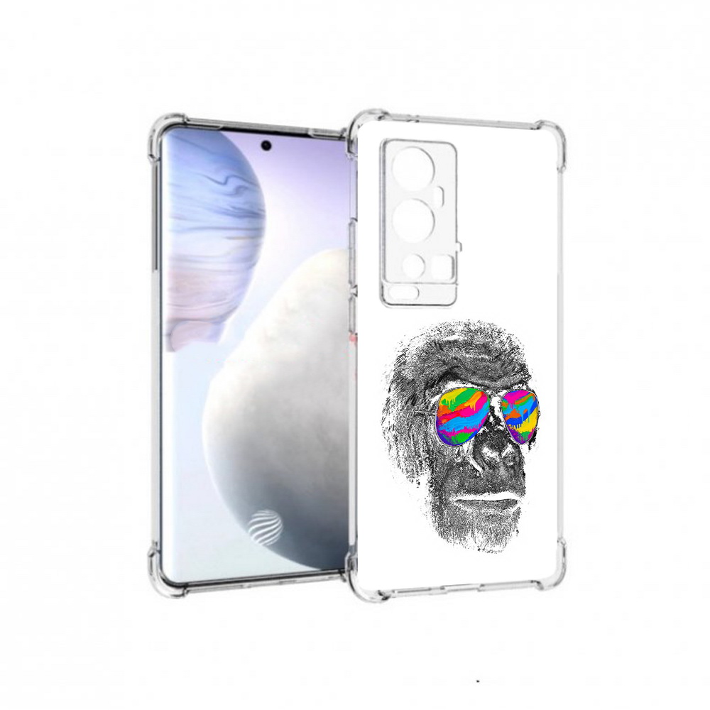 

Чехол MyPads Tocco для Vivo X60 Pro Plus крутая обезьяна в очках, Прозрачный, Tocco