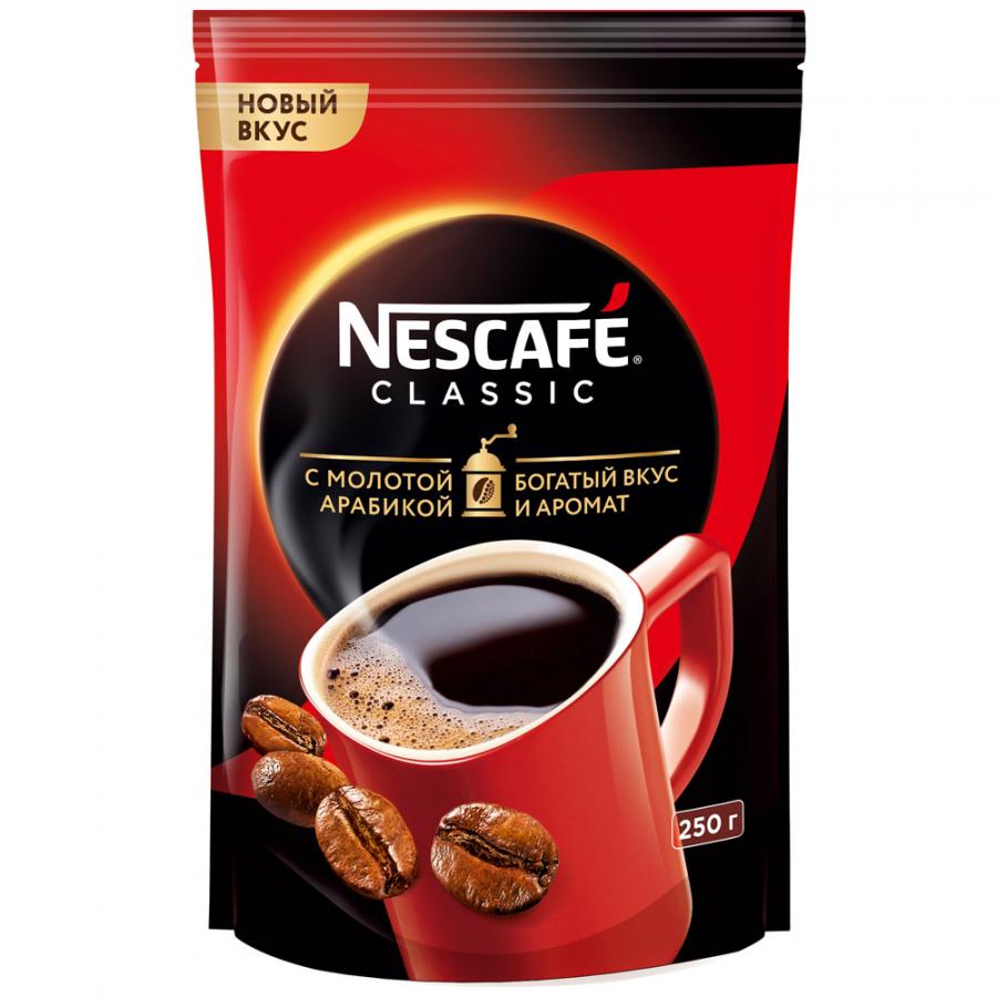 

Кофе растворимый Nescafe classic с молотой арабикой пакет 250 г