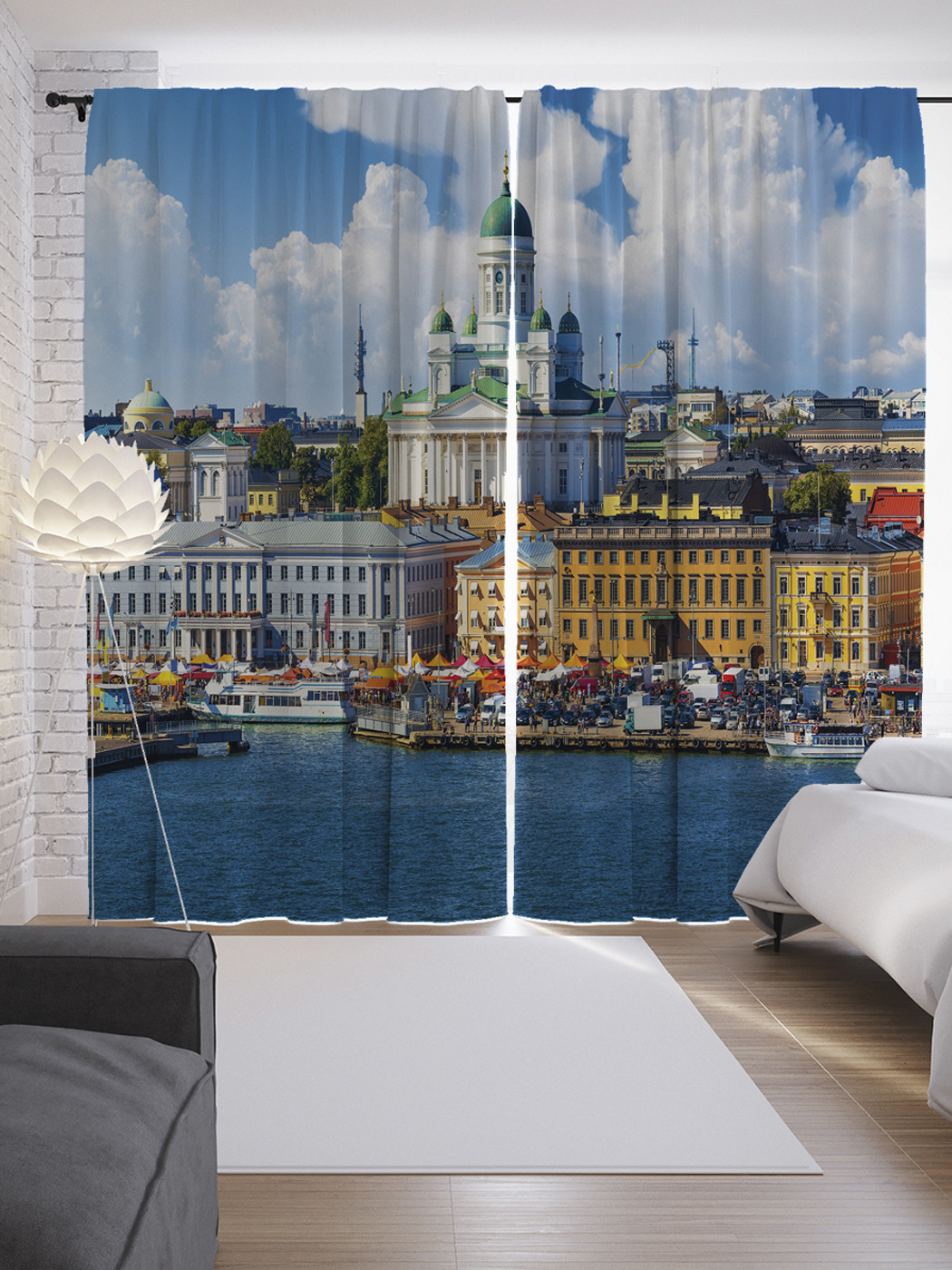 

Шторы JoyArty с фотопечатью "Речная торговля" из сатена, 290х265 см, Речная торговля