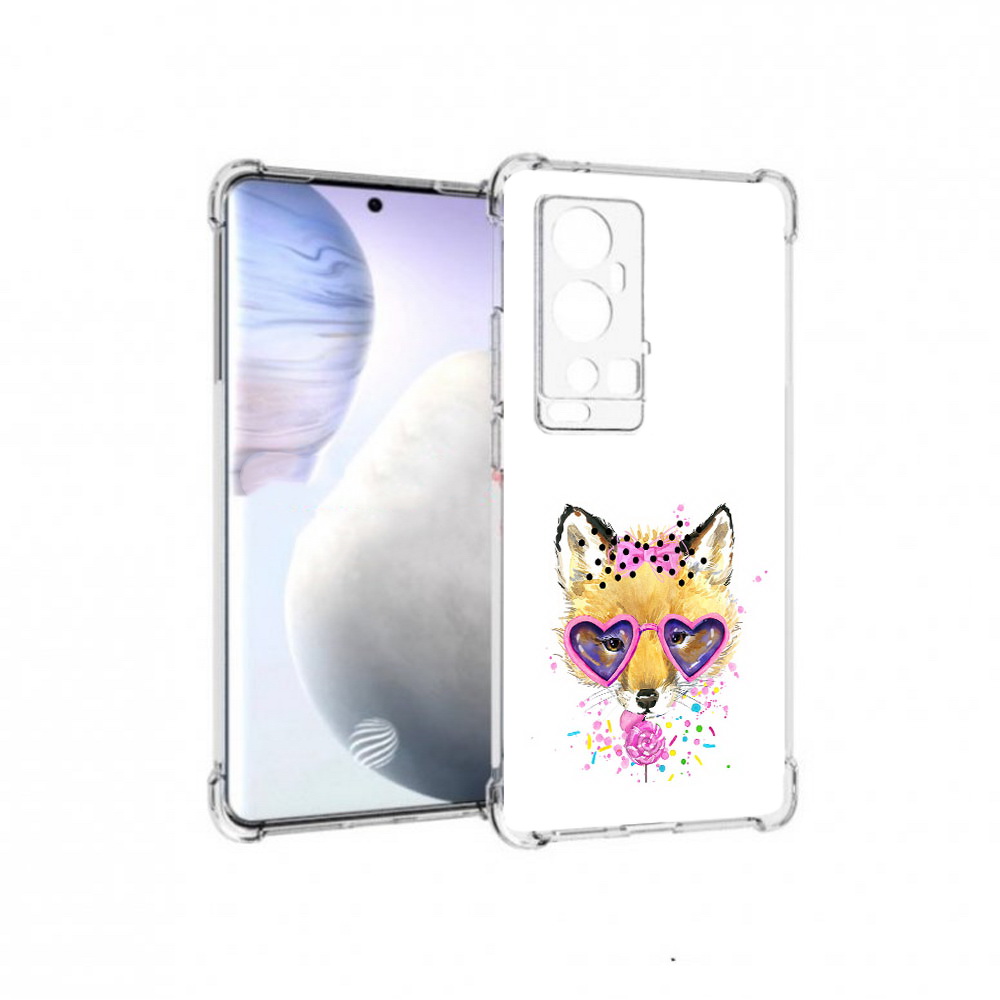 

Чехол MyPads Tocco для Vivo X60 Pro Plus лисенок с бантиком, Прозрачный, Tocco