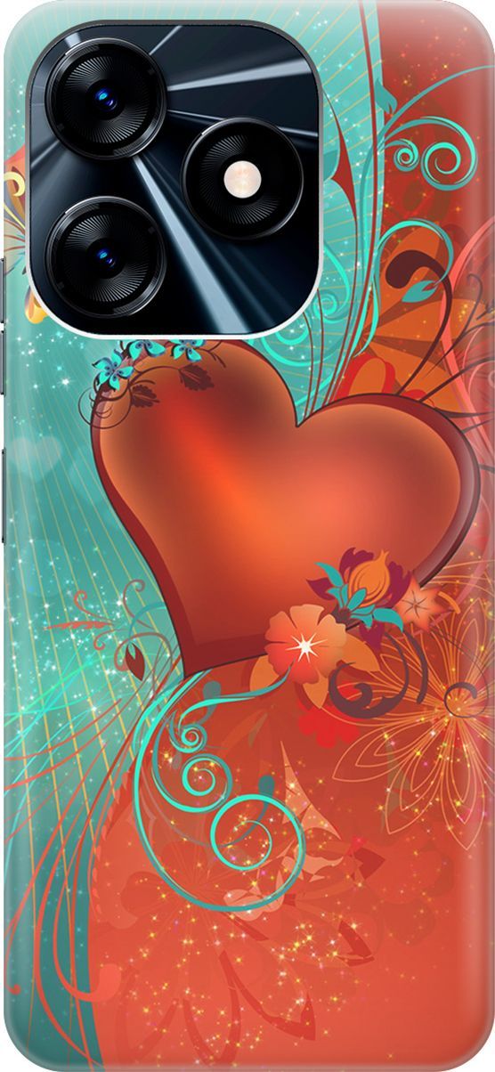 

Силиконовый чехол на Tecno Spark 10 с принтом "Сердце и бабочка", Зеленый;красный, 159535