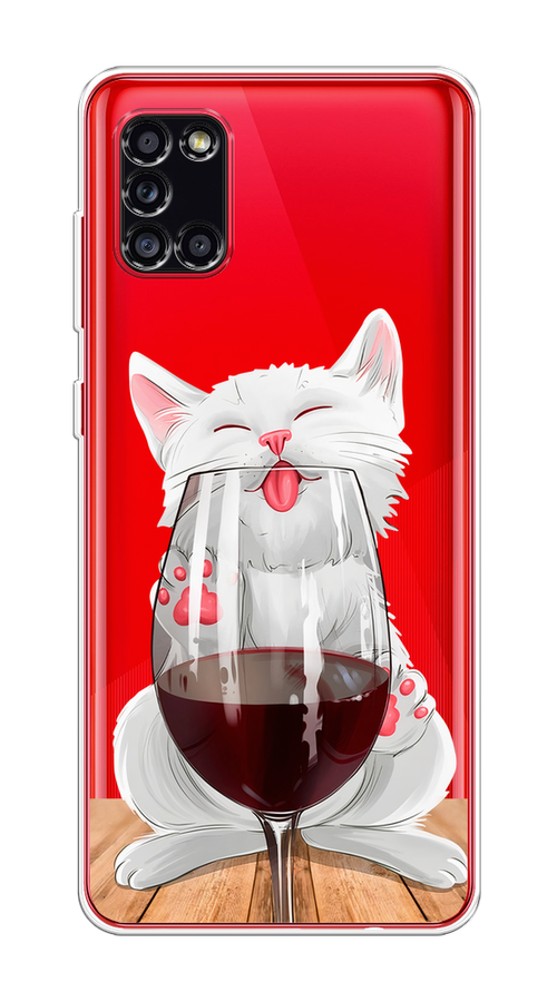 

Чехол на Samsung Galaxy A31 "Кот с бокалом", Прозрачный;белый;красный, 2100350-1