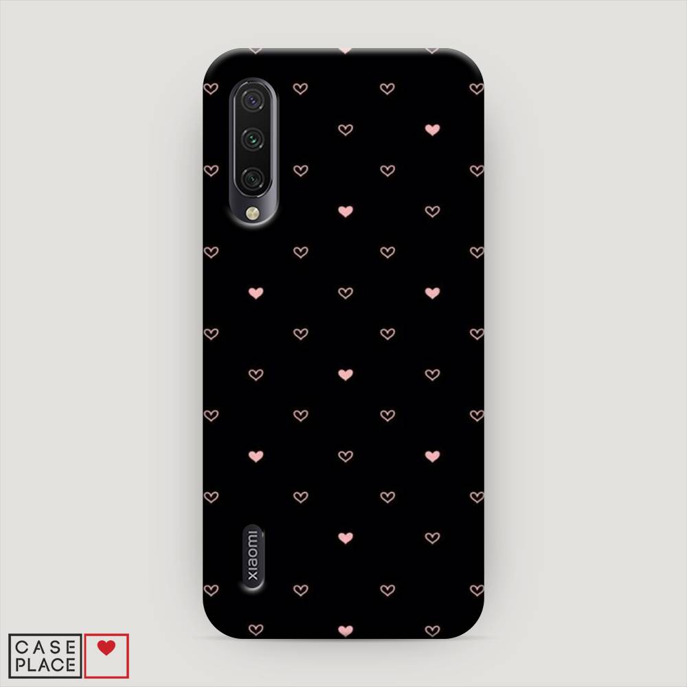 фото Пластиковый чехол "черный фон и сердечки" на xiaomi mi cc9e awog