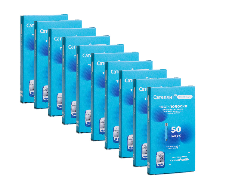 Тест-полоски для глюкометра Сателлит Экспресс 10 упаковок по 50 шт.