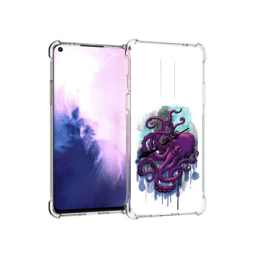 

Чехол MyPads Tocco для OnePlus 8 фиолетовый осьминог (PT147214.134.658), Прозрачный, Tocco