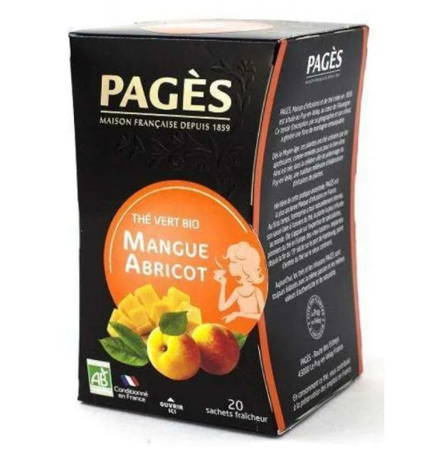 

Чай зеленый Pages манго абрикос пакетированный 20х1,8 г