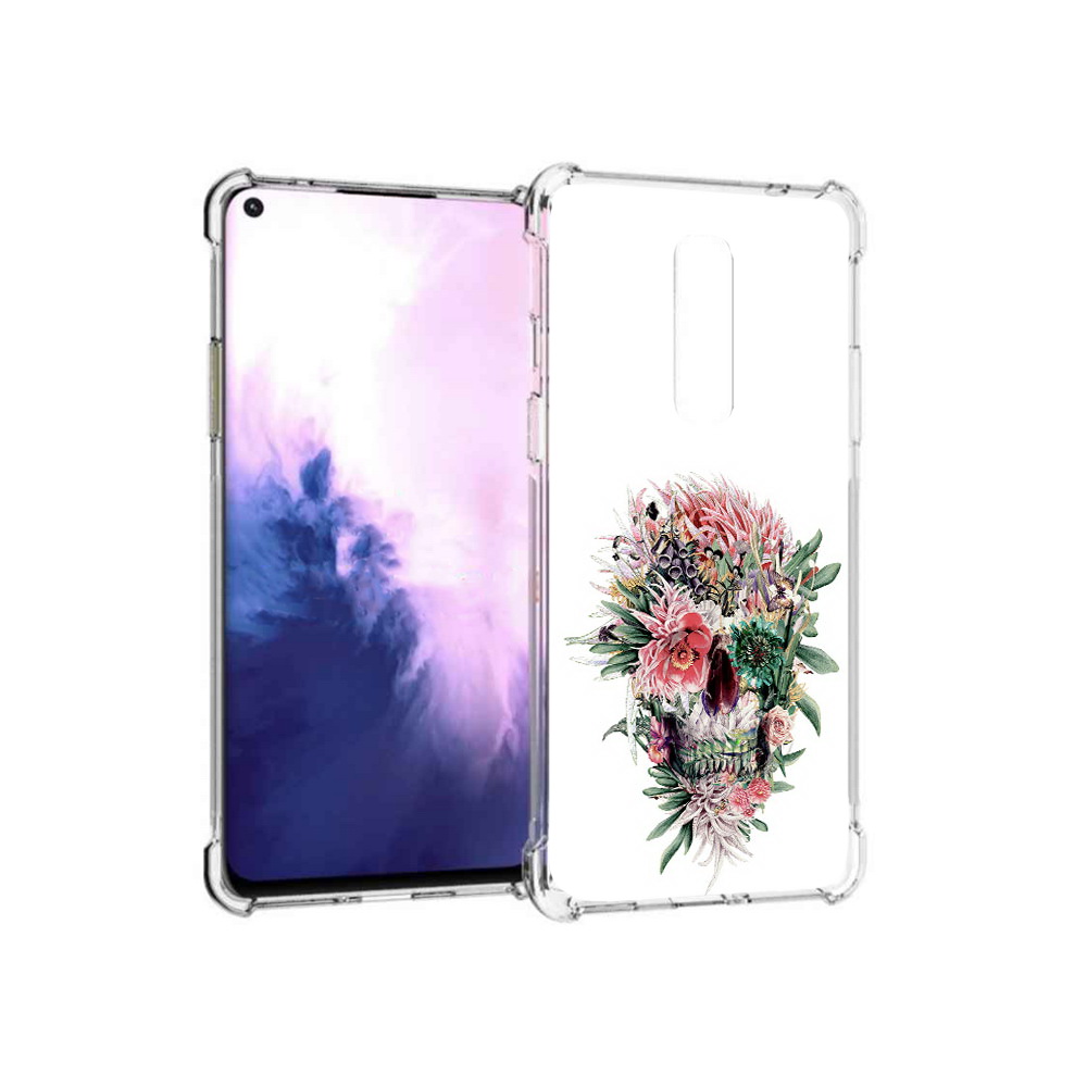 

Чехол MyPads Tocco для OnePlus 8 череп из цветов (PT147214.134.677), Прозрачный, Tocco