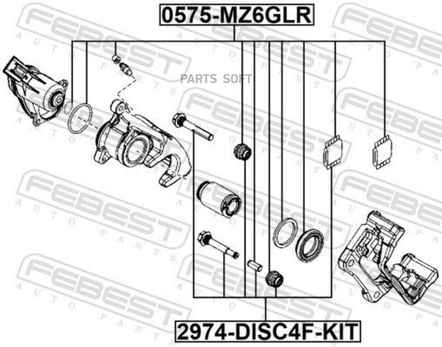 

Ремкомплект Тормозного Суппорта Зад FEBEST 0575mz6glr