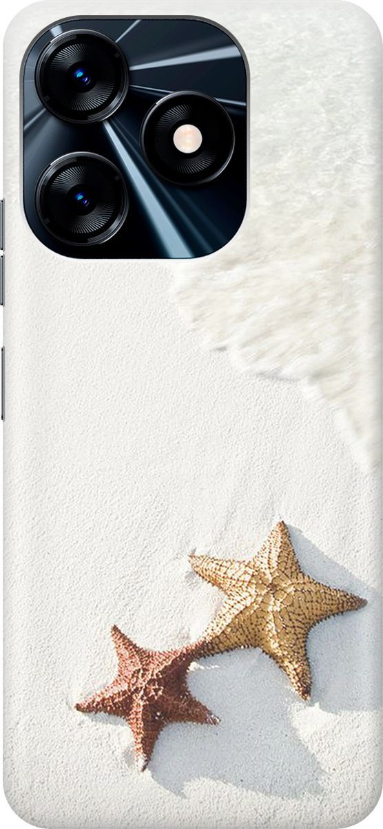 

Силиконовый чехол на Tecno Spark 10 с принтом "Две морские звезды", Белый;желтый, 159537