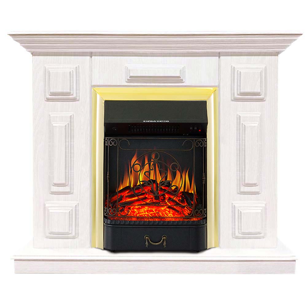 

Каминокомплект Хорошие Камины Юпитер с очагом Royal Flame Majestic FX Brass белое дерево, Royal Flame Majestic FX Brass