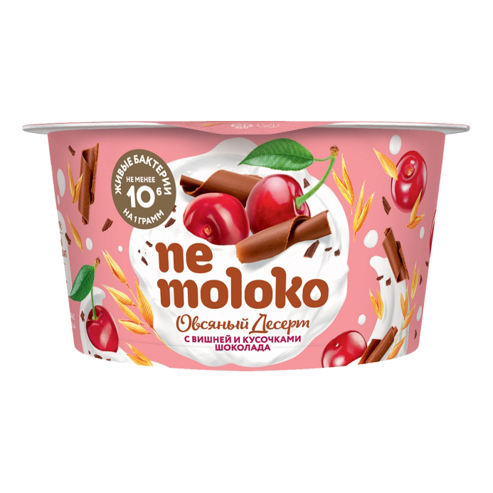 Десерт овсяный Nemoloko вишня-кусочки шоколада 6% 130 г