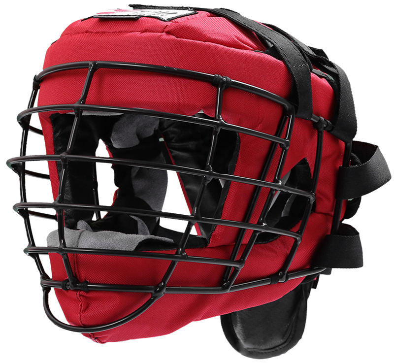 Шлем с металлической маской ТИТАН-4 LАВ_красный