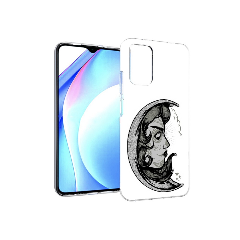 

Чехол MyPads Tocco для Xiaomi Redmi 9T черно белая луна с лицом (PT226951.281.680), Прозрачный, Tocco
