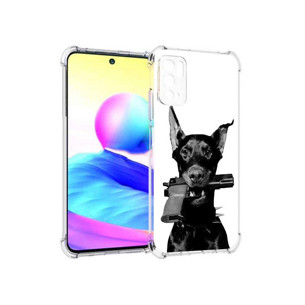 

Чехол MyPads Tocco для Xiaomi Poco M3 Pro доберман с пистолетом, Прозрачный, Tocco