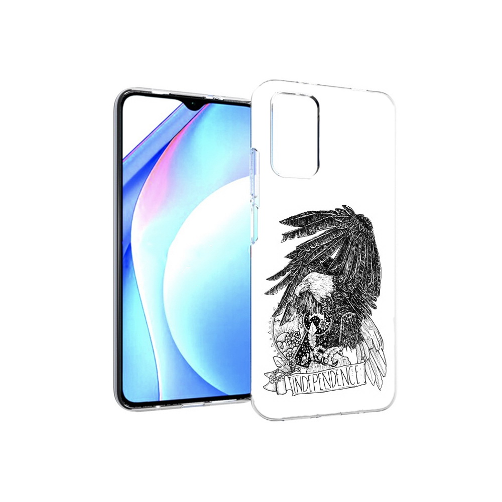 Чехол MyPads Tocco для Xiaomi Redmi 9T черно белый сокол (PT226951.281.688)
