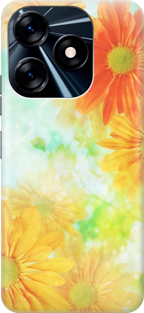 

Силиконовый чехол на Tecno Spark 10 с принтом "Оранжевые цветы", Желтый;зеленый, 159540