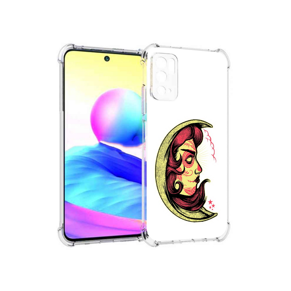 

Чехол MyPads Tocco для Xiaomi Poco M3 Pro желтый полумесяц с лицом девушки, Прозрачный, Tocco