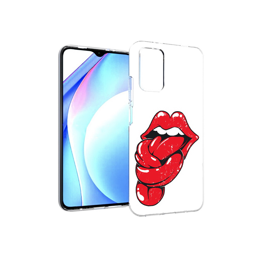 

Чехол MyPads Tocco для Xiaomi Redmi 9T яркие губы с языком (PT226951.281.705), Прозрачный, Tocco