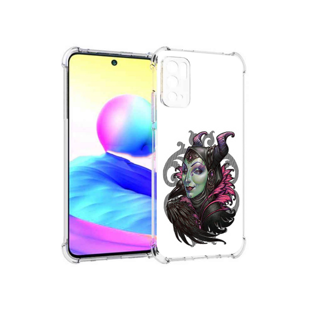 

Чехол MyPads Tocco для Xiaomi Poco M3 Pro зеленая девушка с вороном, Прозрачный, Tocco