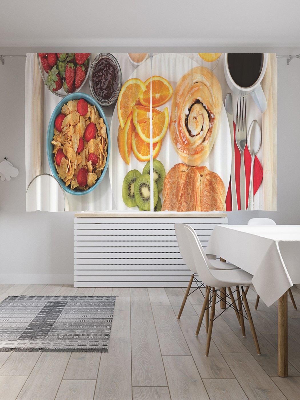 

Классические шторы JoyArty "Поднос вкусных продуктов", Oxford DeLux, 2 полотна 145x180 см, Поднос вкусных продуктов