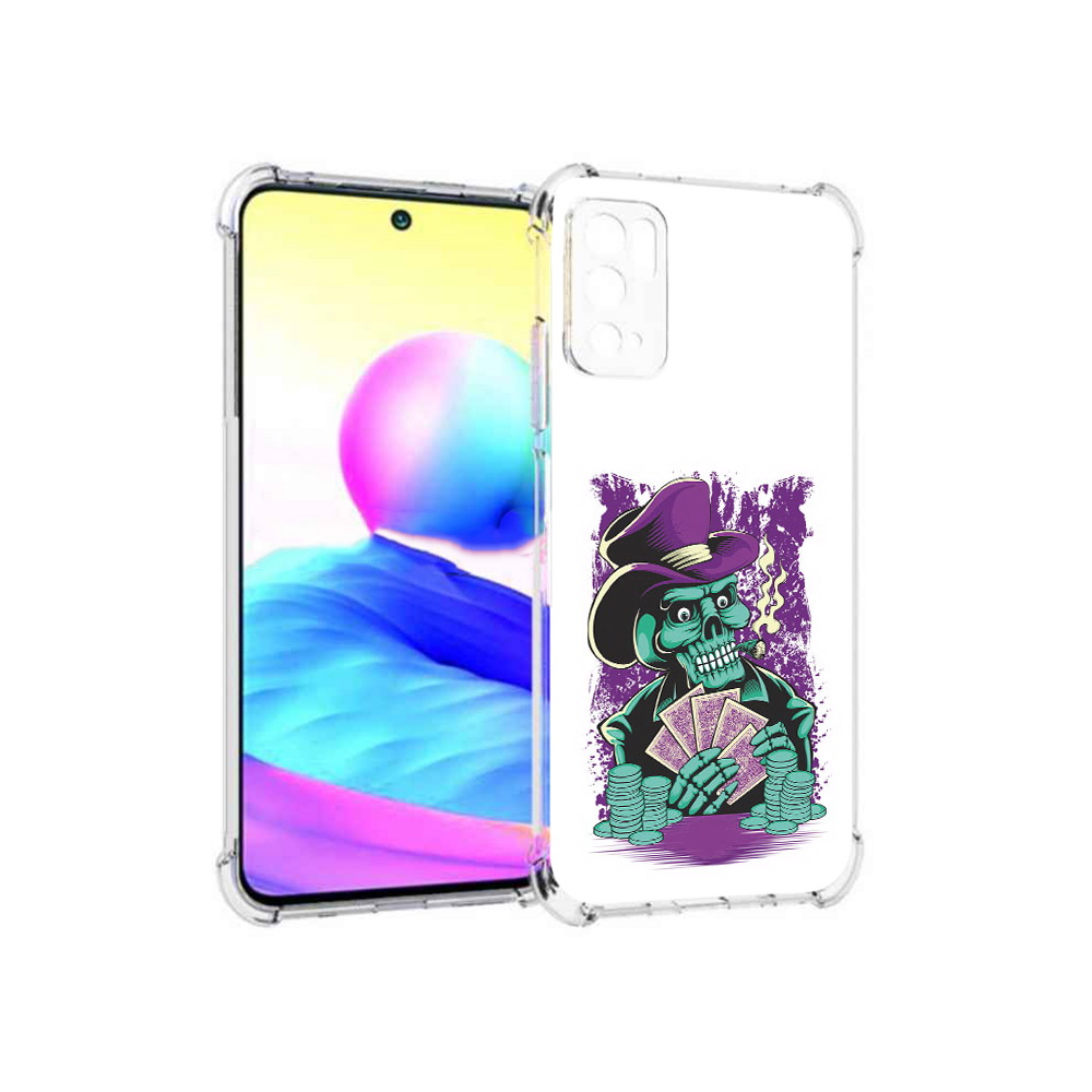 

Чехол MyPads Tocco для Xiaomi Poco M3 Pro зеленый череп с картами, Прозрачный, Tocco