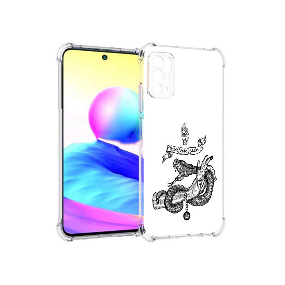 

Чехол MyPads Tocco для Xiaomi Poco M3 Pro змея на руке рисунок, Прозрачный, Tocco