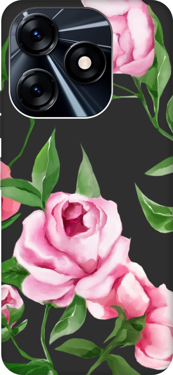 

Чехол на Tecno Spark 10 с 3D принтом "Amazing Peonies" черный, Черный;зеленый, 159545