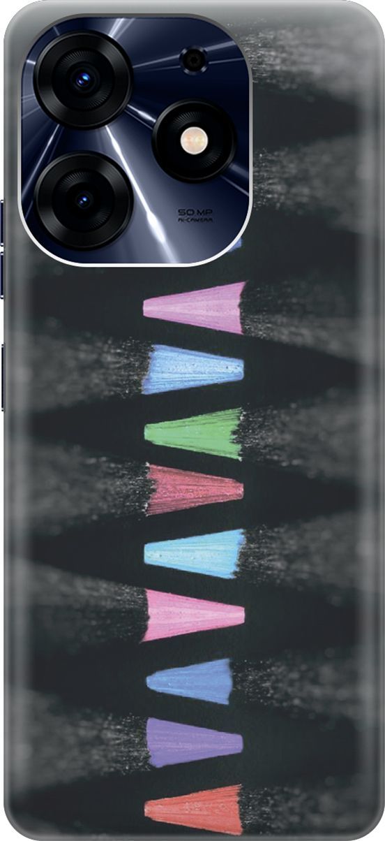 

Чехол на Tecno Spark 10 Pro с принтом "Разноцветные карандаши", Голубой;черный, 159560