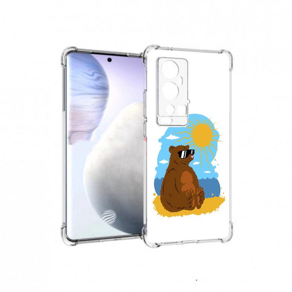 

Чехол MyPads Tocco для Vivo X60 Pro Plus медведь на чиле, Прозрачный, Tocco