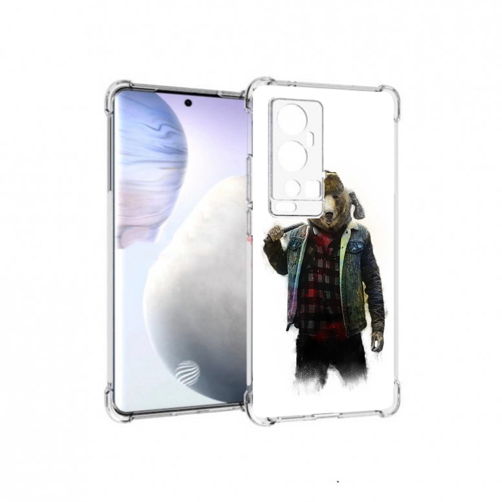 

Чехол MyPads Tocco для Vivo X60 Pro Plus медведь с топором, Прозрачный, Tocco