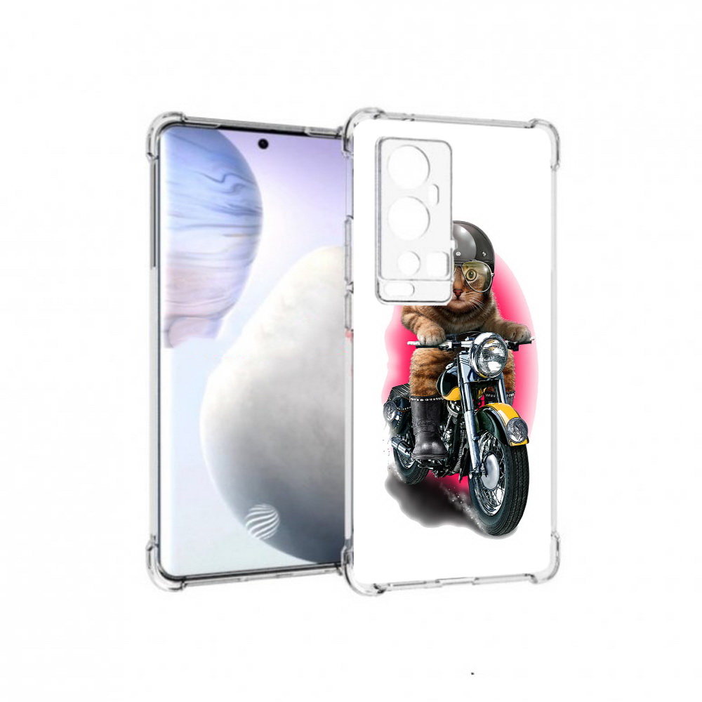 

Чехол MyPads Tocco для Vivo X60 Pro Plus мото-кот, Прозрачный, Tocco