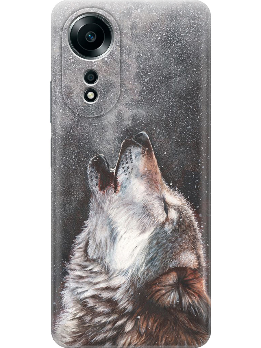 

Силиконовый чехол на Oppo A58 4G с принтом "Морозный волк", Прозрачный;серый;белый;черный, 782630013