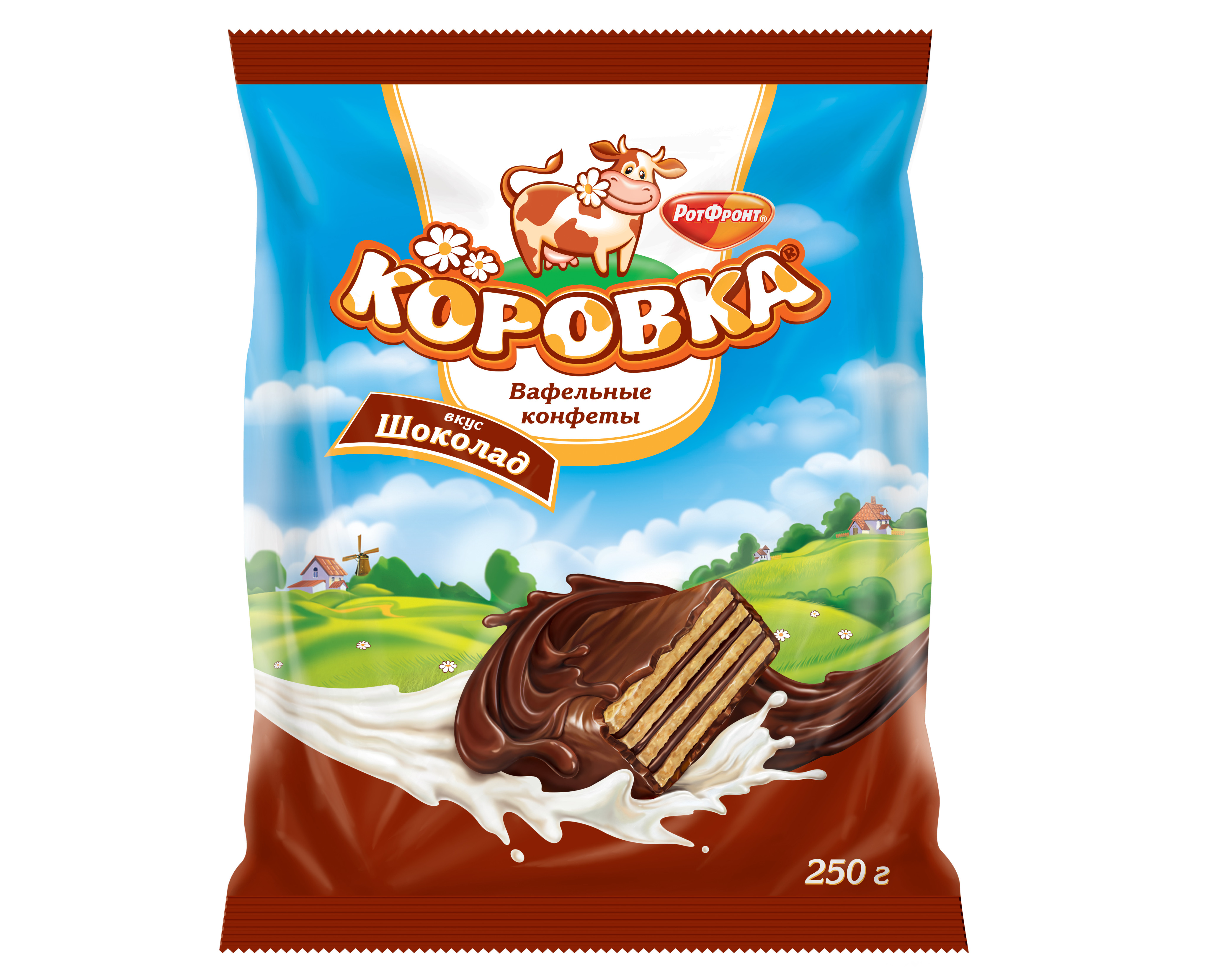 Конфеты Коровка вафельные шоколад 250 г