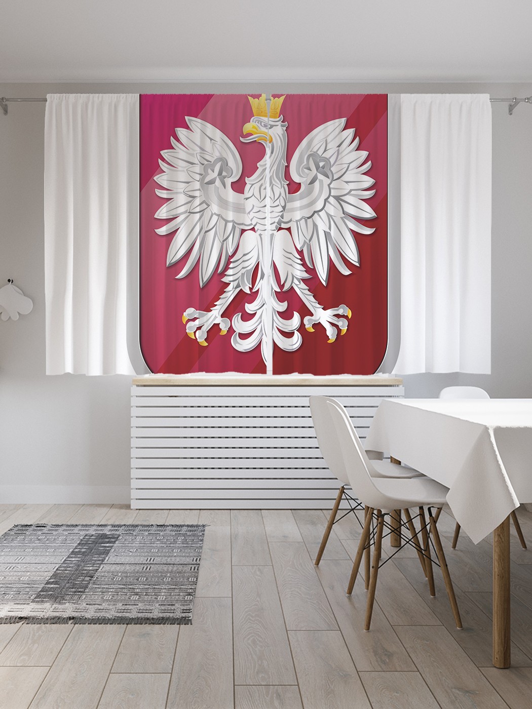

Классические шторы JoyArty "Герб Польши", серия Oxford DeLux, 2 полотна 145x180 см, Герб Польши