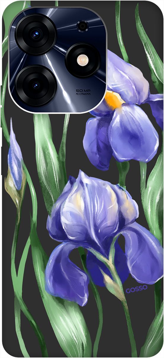 

Чехол на Tecno Spark 10 Pro с 3D принтом "Amazing Irises" черный, Черный;зеленый, 159567