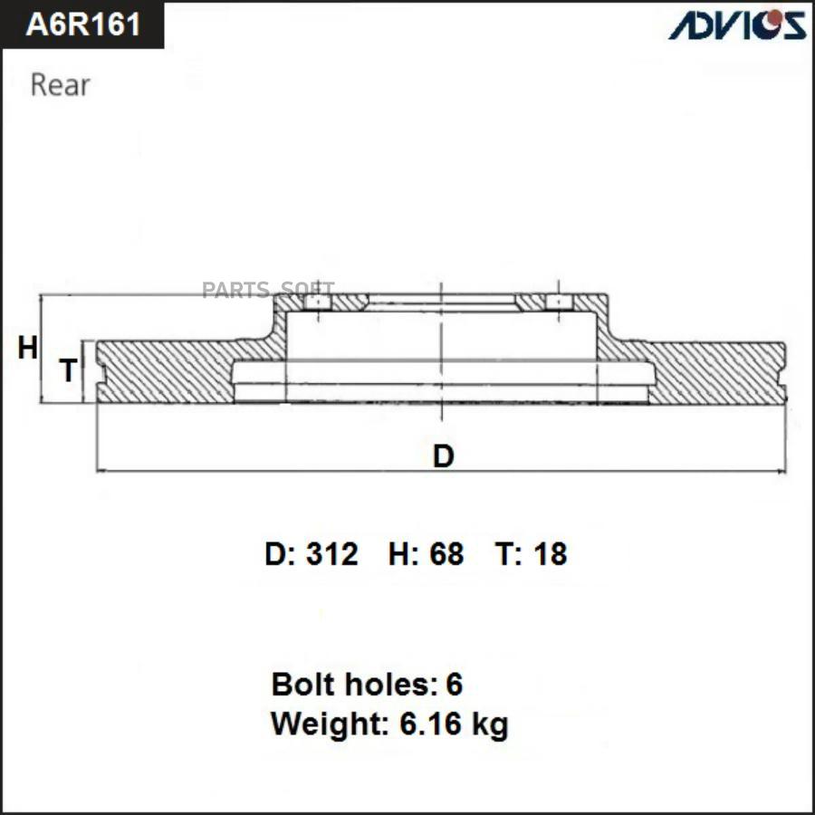 Тормозной диск ADVICS A6R161B