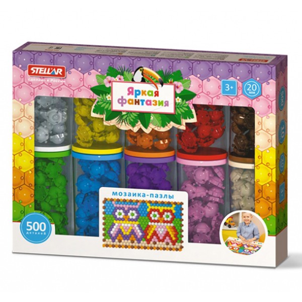 Мозаика Stellar пазлы Яркая фантазия 20мм., 500 штук, в тубах