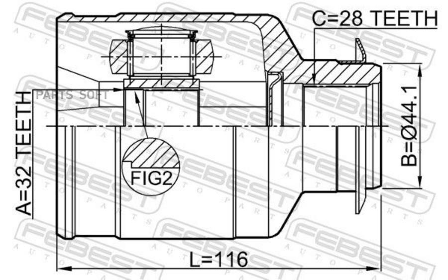 

Шрус Внутренний Правый 32X44.1X28 FEBEST 2211d9a64wrh