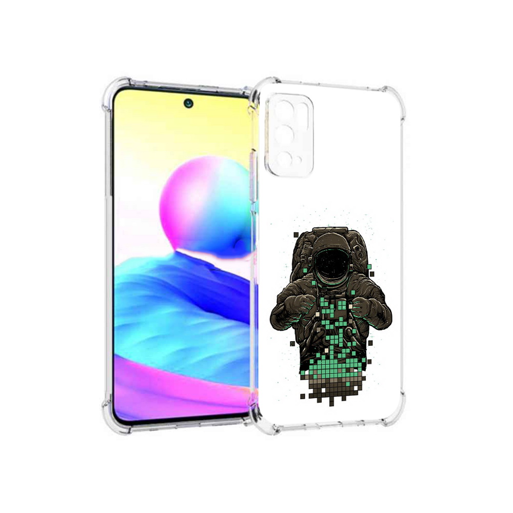 

Чехол MyPads Tocco для Xiaomi Poco M3 Pro космонавт с пикселями, Прозрачный, Tocco
