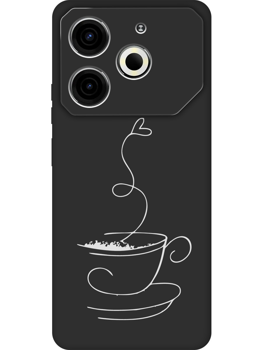 

Силиконовый чехол на Tecno Pova 6 Neo с принтом "Кружечка кофе" матовый черный, Черный;белый;серый, 782634861