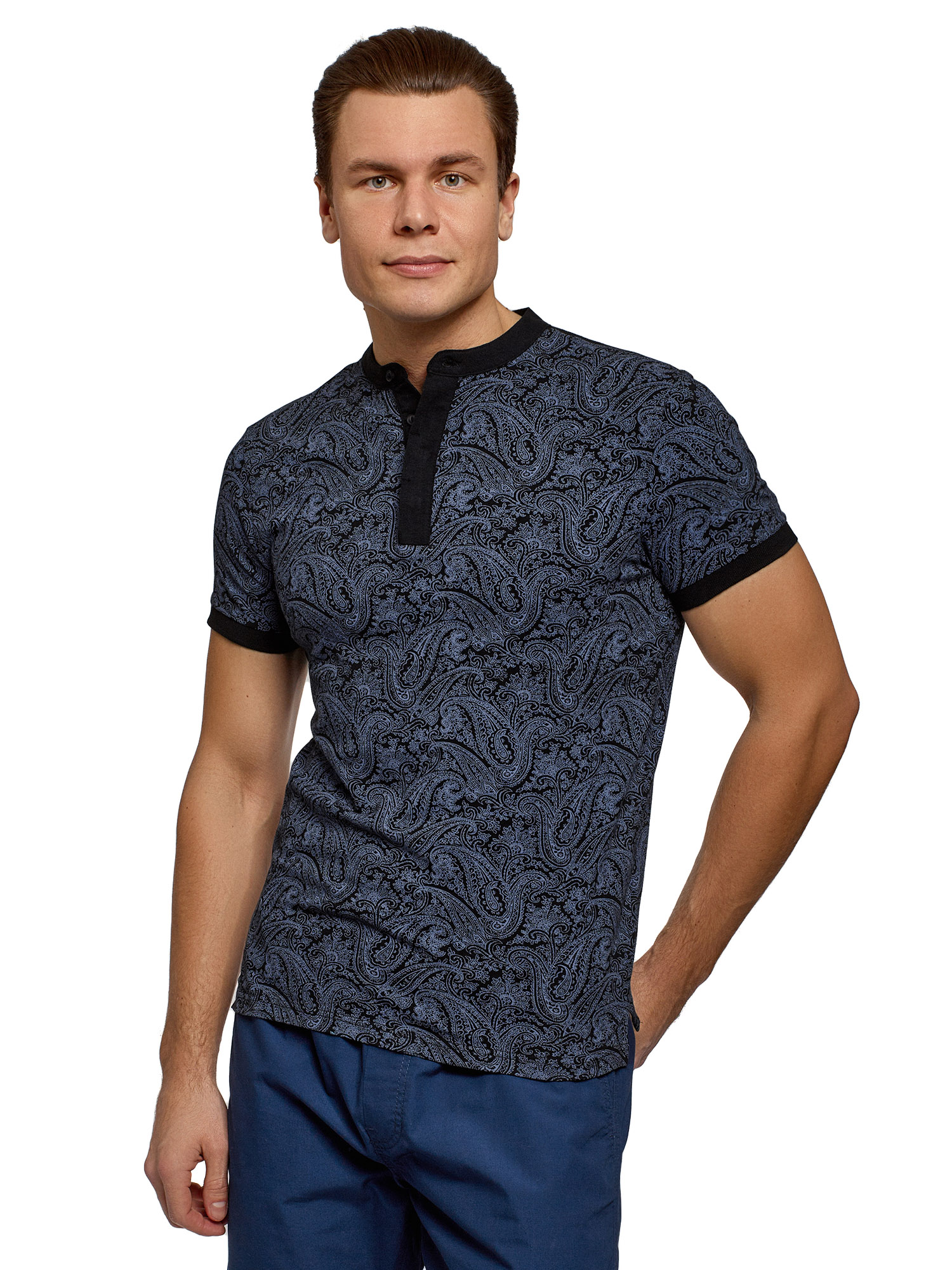 

Футболка мужская oodji 5L412346M синяя XL, Черный, 5L412346M